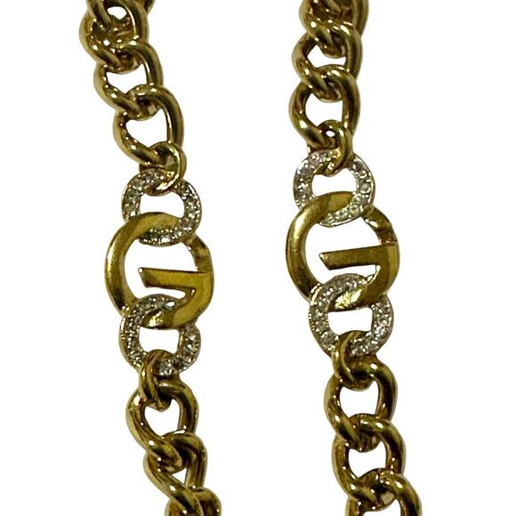 Vintage Givenchy -Gold Crystal Logo Link Chain Necklace 24” - Picture 5 of 15